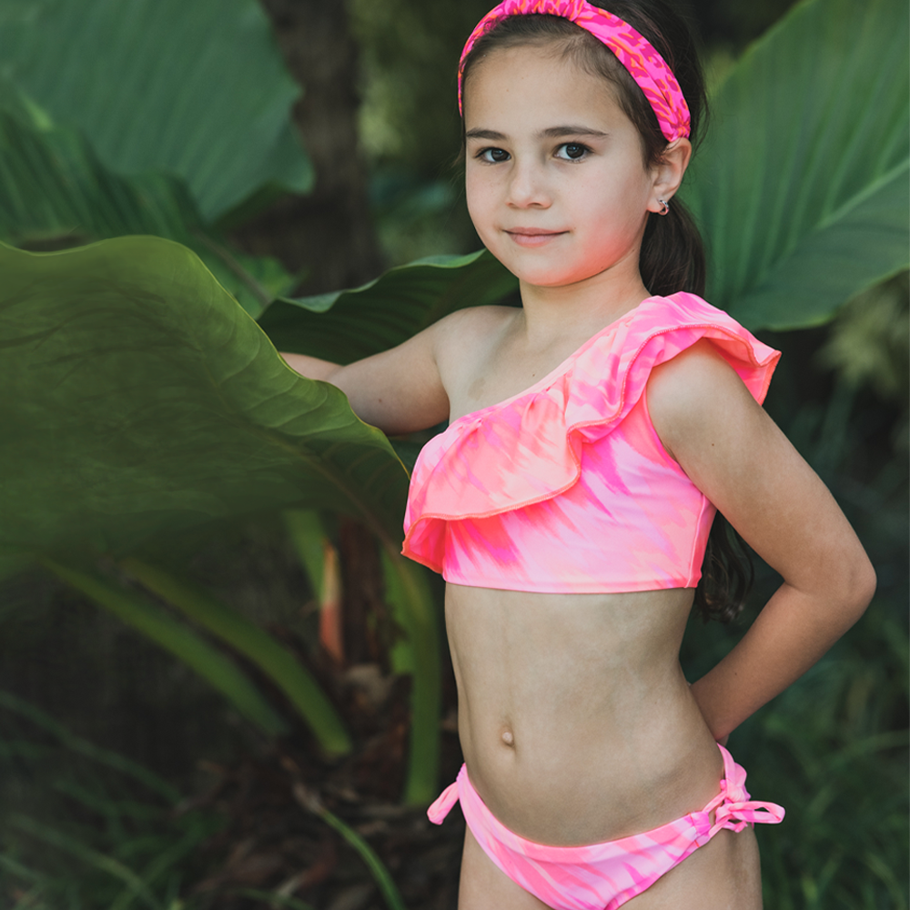 Little Kid Girl Swimsuits Tie Dye Swimwear, Straps Bikini Kids