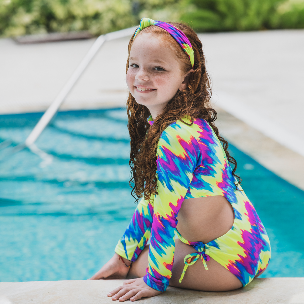 Neon Tie Dye -  One Piece - Kids Swimwear