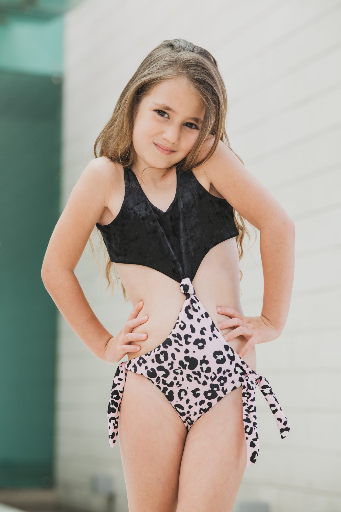 Pink Leopard - One Piece Long Sleeve swimsuit for girls – Too Cool