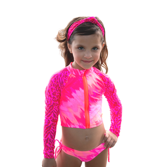 Tie Dye Leopard - Rash Guard - Kids Swimwear