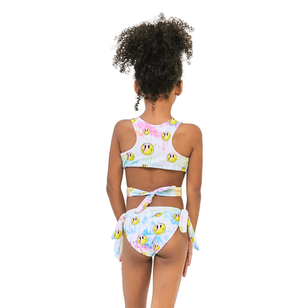 Smiley One Piece Short Sleeves Swimsuit